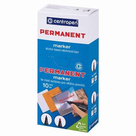 Маркер перманентный CENTROPEN 2846, ЧЕРНЫЙ, тонкий наконечник, 1 мм, 6 2846 9412 