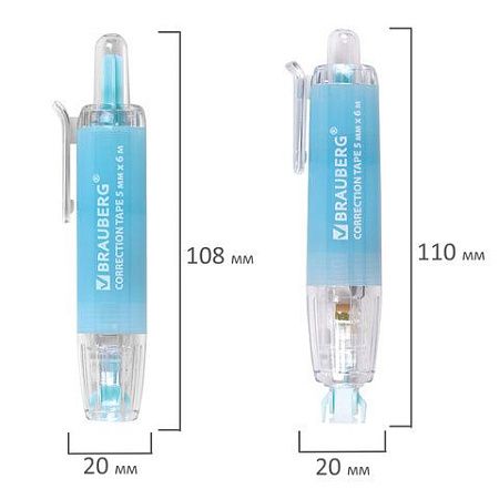 Корректирующая лента BRAUBERG PASTEL 360, 5 мм х 6 м, ассорти, автоматическая, блистер, 272662