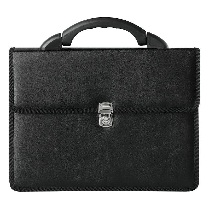 Портфель OfficeSpace "Siena", кожзам, черный, 2 отделения, метал. замок 