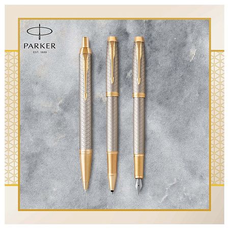 Ручка шариковая Parker "IM Premium Warm Silver GT" синяя, 1,0мм, кнопочн., подарочная упаковка 