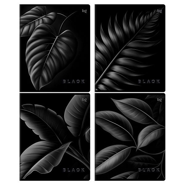 Тетрадь 80л., А5, клетка BG "Just Black", soft-touch ламинация, выб.лак