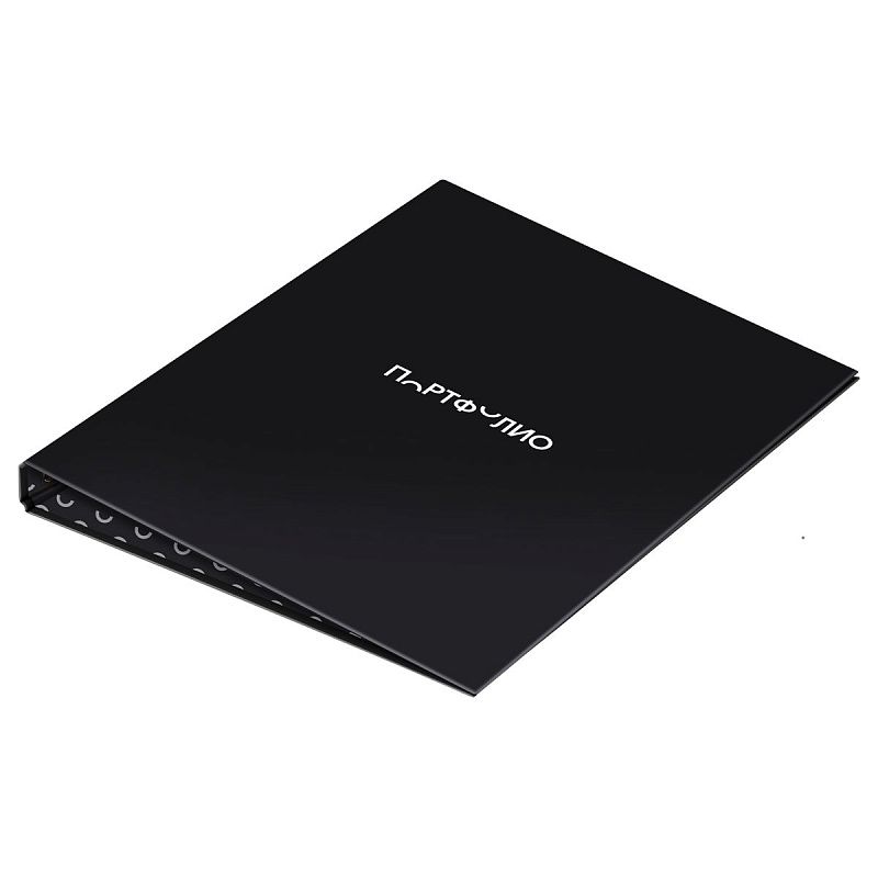 Папка-портфолио 7БЦ А4 BG, на 4 кольцах, для школьника "Черный", 20 файлов 