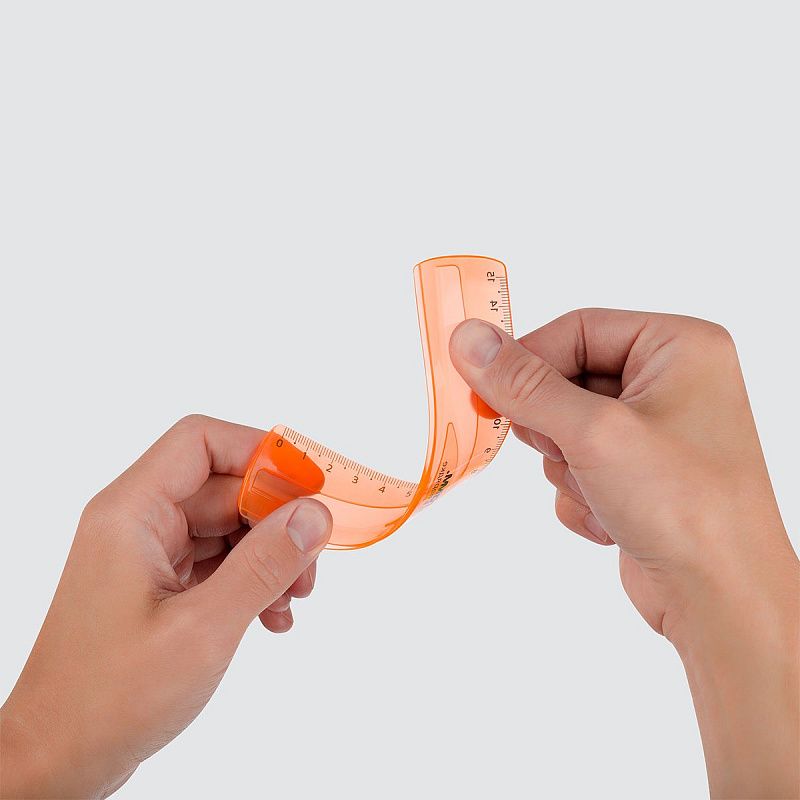 Линейка 15см СТАММ, пластиковая, гибкая, прозрачная, оранжевая, европодвес 