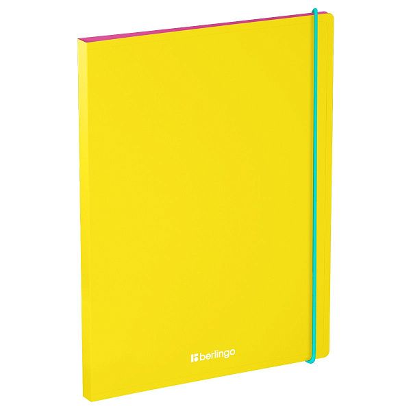 Папка с зажимом Berlingo "Raze" А4, 17мм, 600мкм, желтая, с внутр. карманом, софт-тач