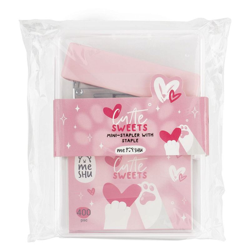 Набор MESHU "Cute sweets": мини-степлер №24/6 до 20л.; скобы №24/6; пластиковый бокс