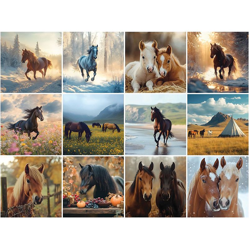 Календарь настенный перекидной на скрепке, 290*290 мм 12л. BG "Мир лошадей", 2026г.