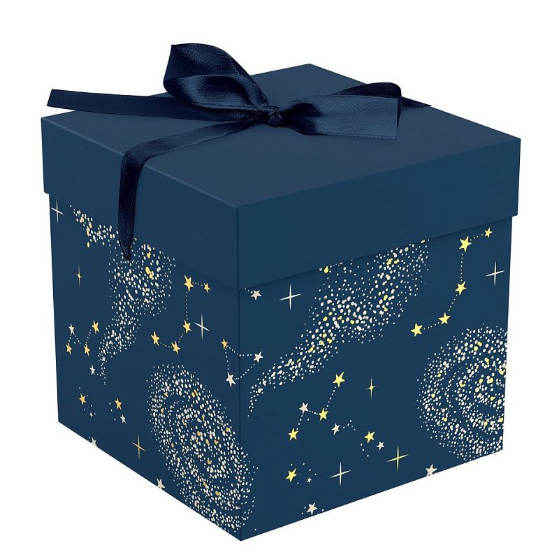 Коробка складная подарочная MESHU "Магия", (15*15*15см), с лентой, отд фольгой