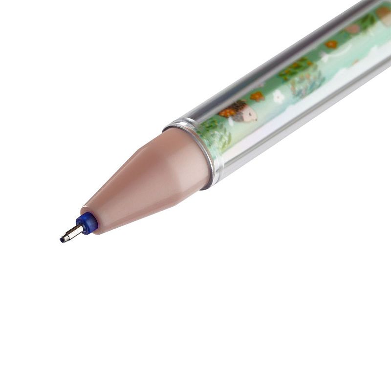 Ручка гелевая стираемая MESHU "Lovely animals" синяя, 0,5мм, корпус ассорти, с топпером 