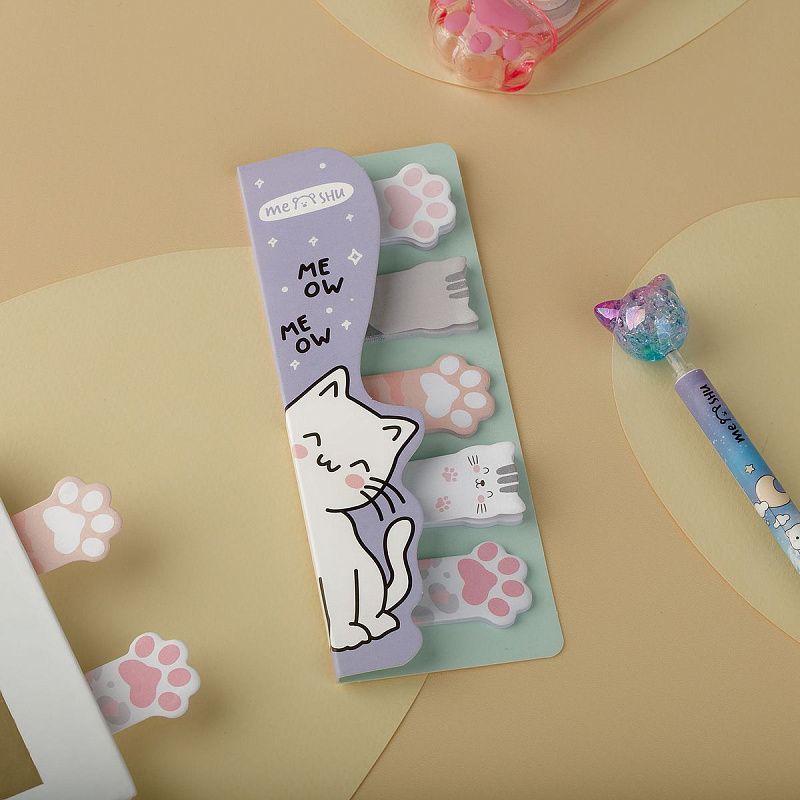 Флажки-закладкиMESHU "Meow paw", 20л*5 цветов, европодвес