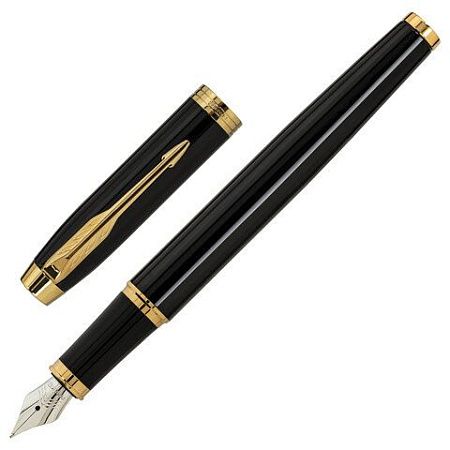 Ручка перьевая PARKER "IM Core Black Lacquer GT", ежедневник А5 черный, пакет, 880900 