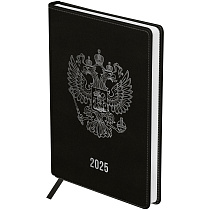 Ежедневник датированный 2025г., А5, 176л., твердый переплет, кожзам, BG "Орел", черный