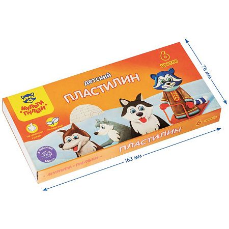 Пластилин Мульти-Пульти "Енот на Аляске", 06 цветов, 90г, со стеком, картон