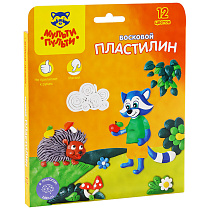 УЦЕНКА - Пластилин Мульти-Пульти "Енот в лесу", 12 цветов, 180г, восковой, со стеком, картон, европодвес