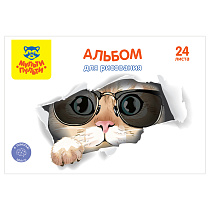 Альбом для рисования 24л., А4, на гребне Мульти-Пульти "Енот в волшебном мире", с раскраской