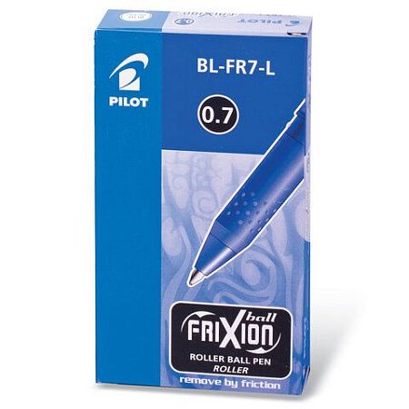 Ручка стираемая гелевая с грипом PILOT "Frixion", СИНЯЯ, корпус синий, узел 0,7 мм, линия письма 0,35 мм, BL-FR-7 