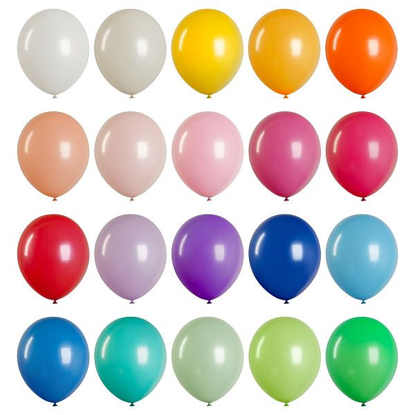 Воздушные шары,  100шт., М9/23см, MESHU, пастель, 20 цветов ассорти