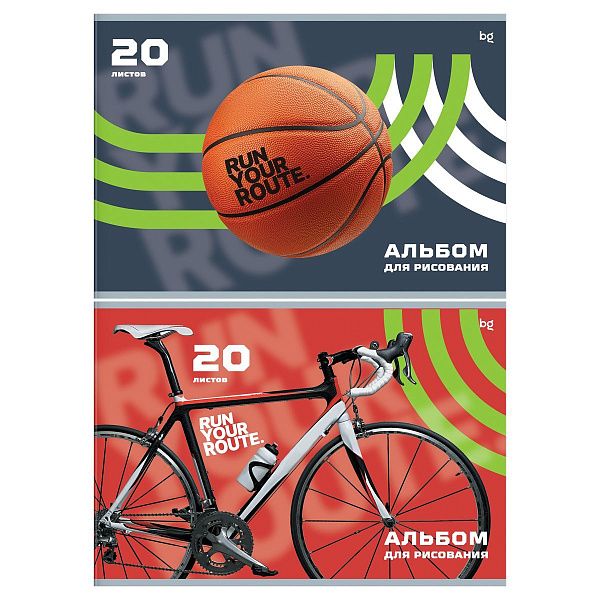 Альбом для рисования 20л., А4, на скрепке BG "На спорте"
