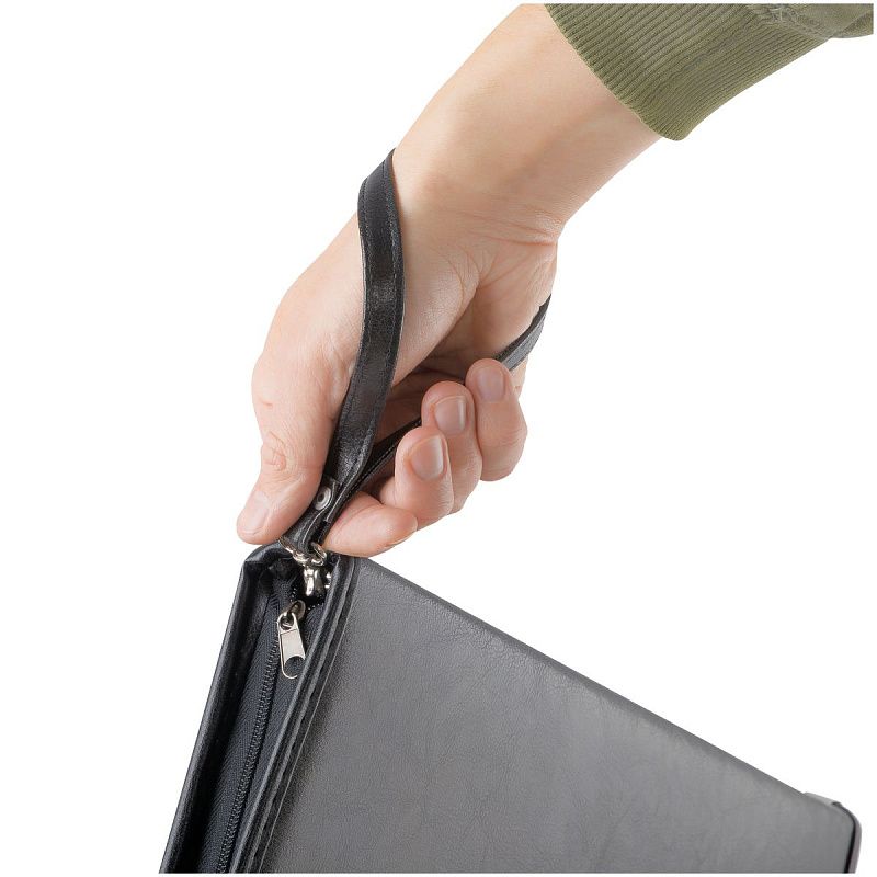 Папка деловая OfficeSpace "Hannover" кожзам, на молнии, ручка-петля, зажим для бумаг 