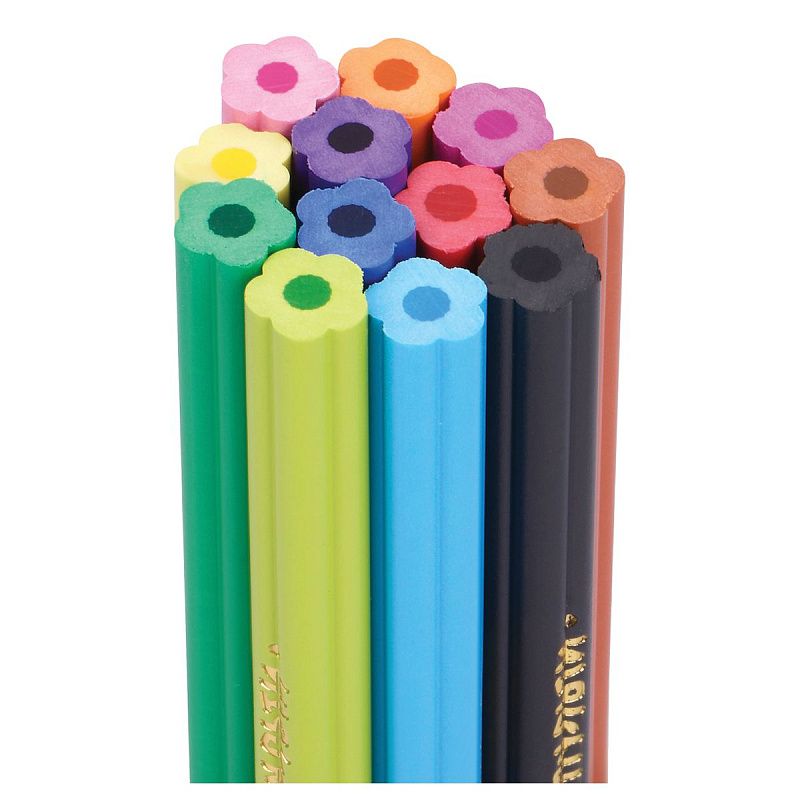 Карандаши цветные пластиковые Мульти-Пульти "Цветочек", 12цв., незаточен., формовой корпус, европодвес