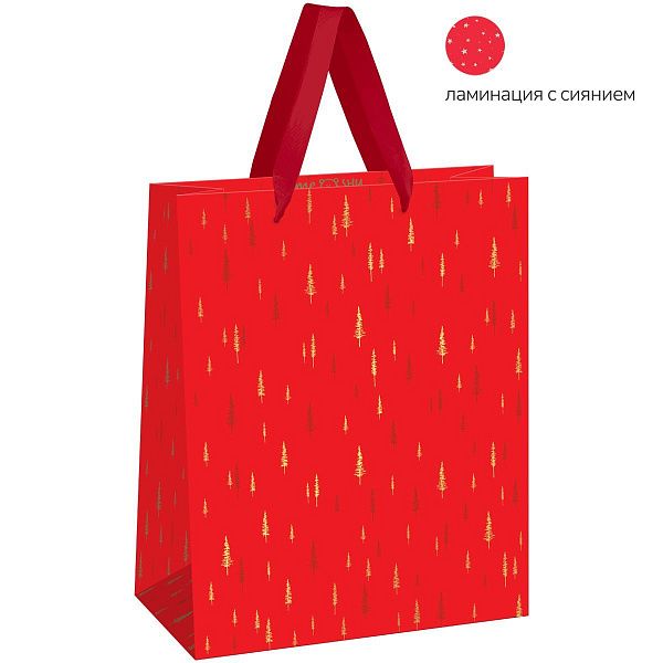 Пакет подарочный 26*32*12см MESHU "Christmas pattern", фольга,  матовая ламинация