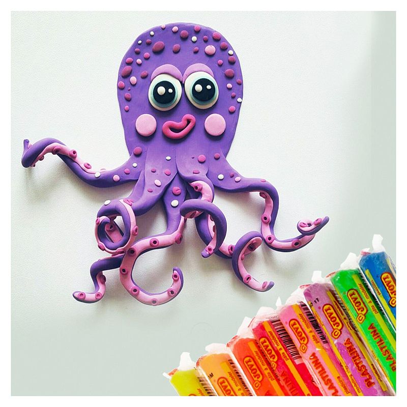 Пластилин JOVI, 08 цветов, 120г, растительный, флуоресцентный, блистер