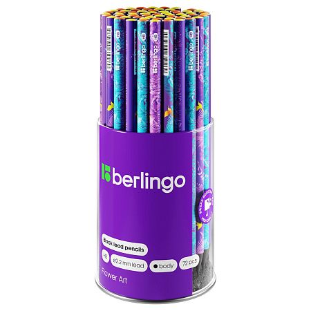 Карандаш ч/г Berlingo "Flower Art" HB, черное дерево, круглый, заточен., ассорти 
