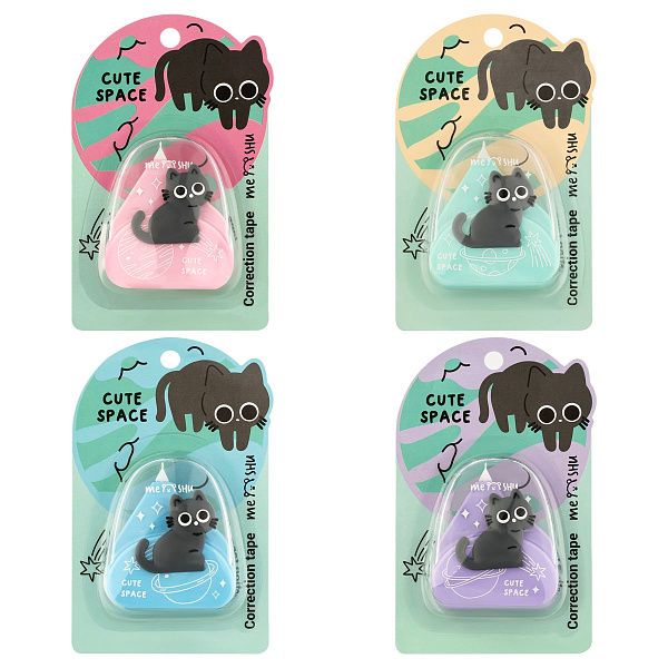 Корректирующая лента MESHU "Cute Space", 5мм*6м, блистер, европодвес, ассорти