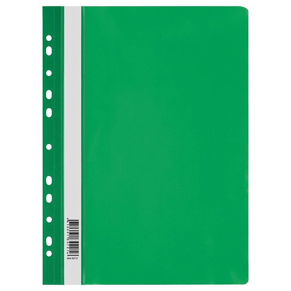 Папка-скоросшиватель пластик. перф. СТАММ А4, 120мкм, зеленая с прозр. верхом