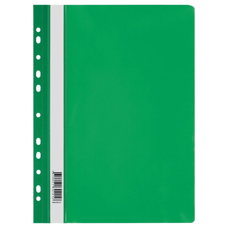 Папка-скоросшиватель пластик. перф. СТАММ А4, 120мкм, зеленая с прозр. верхом