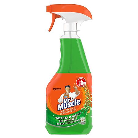 Средство для мытья стекол Mr.Muscle с нашатырным спиртом "Утренняя роса", 500мл, с курком 