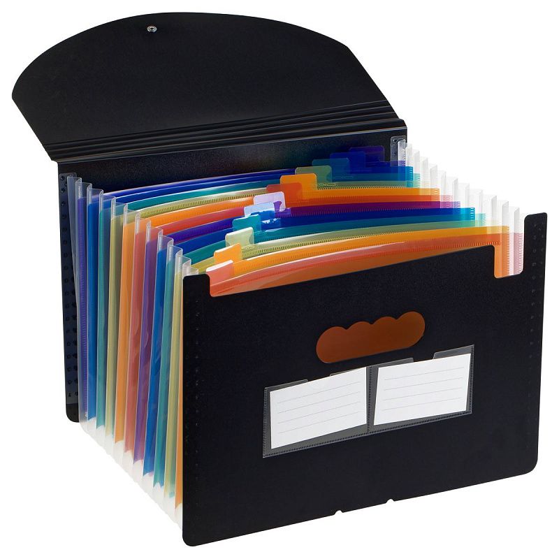 Папка-органайзер для хранения документов СТАММ А4, 13 отделений,  черный 