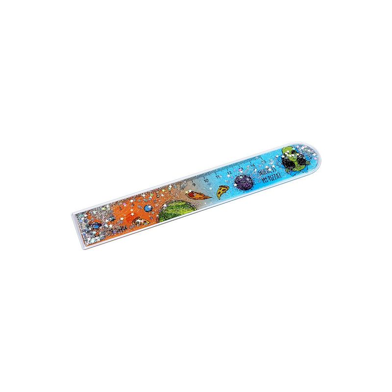 Линейка 15см MESHU "Alien pizza" ПВХ с блестками, ассорти, европодвес 