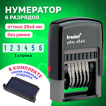 Нумератор 6-разрядный, оттиск 25х4 мм, синий, TRODAT 4846, корпус черный