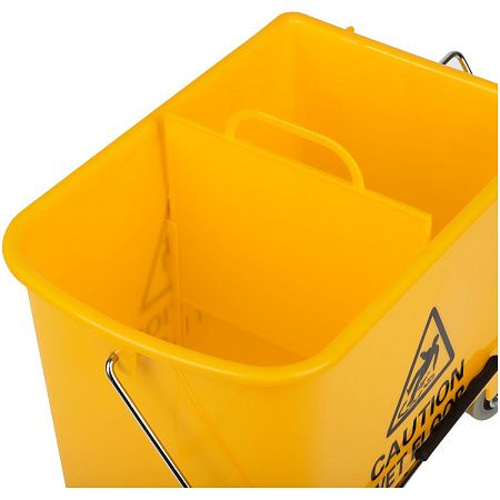 Тележка уборочная-ведро OfficeClean Professional, 2 секции, 20л, прямоугол., механич. отжим, желтая