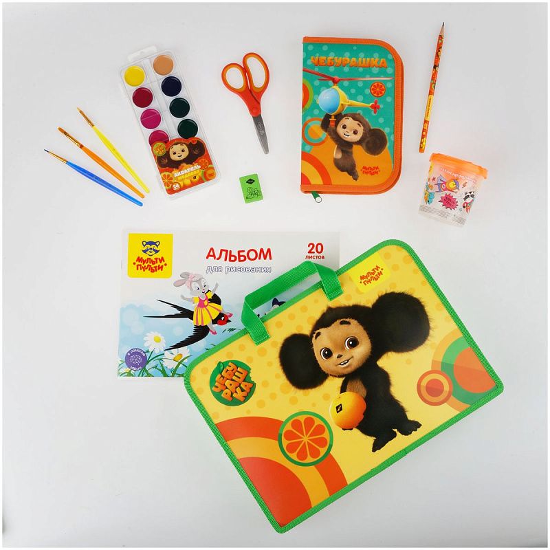 Папка с ручками А4 Мульти-Пульти "Чебурашка", пластик, на молнии, 75мм 