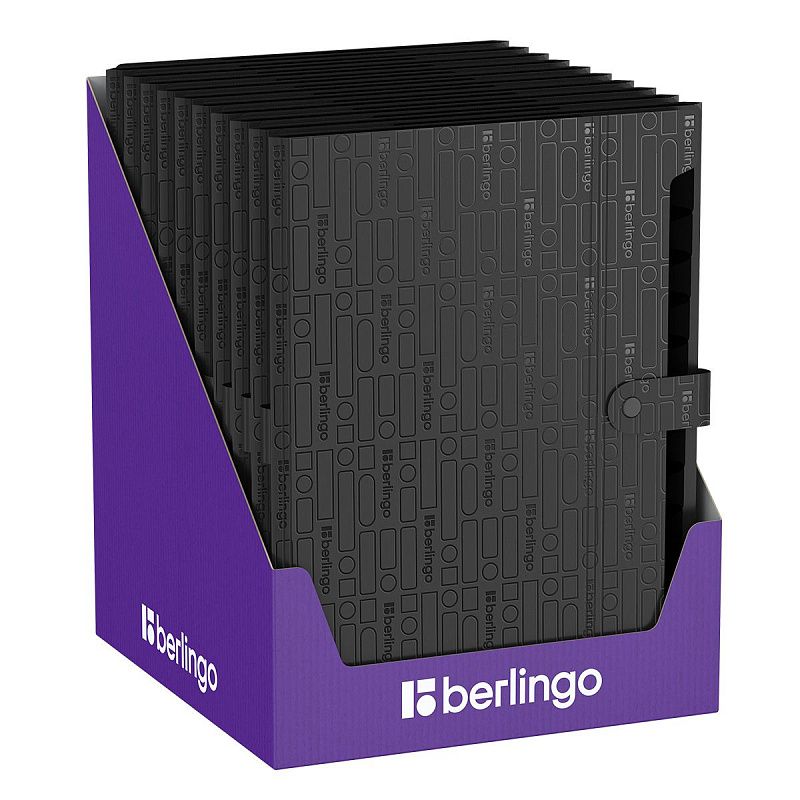 Папка 12 отделений Berlingo "Your Way", А4, 600мкм, на кнопке, черная 