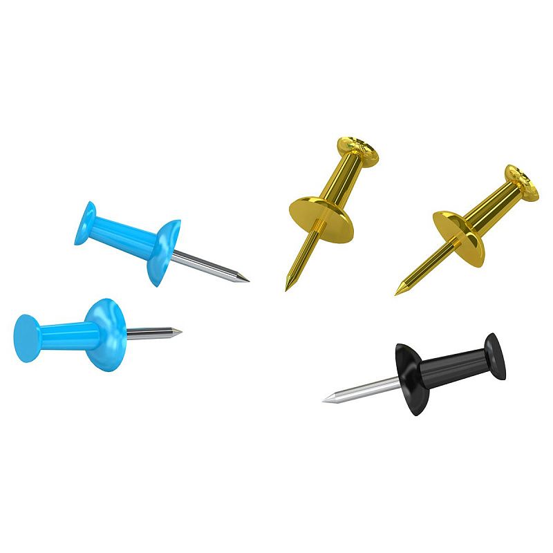 Кнопки силовые Berlingo, 50шт., цветные, ПВХ упак., европодвес, голубой+золотой