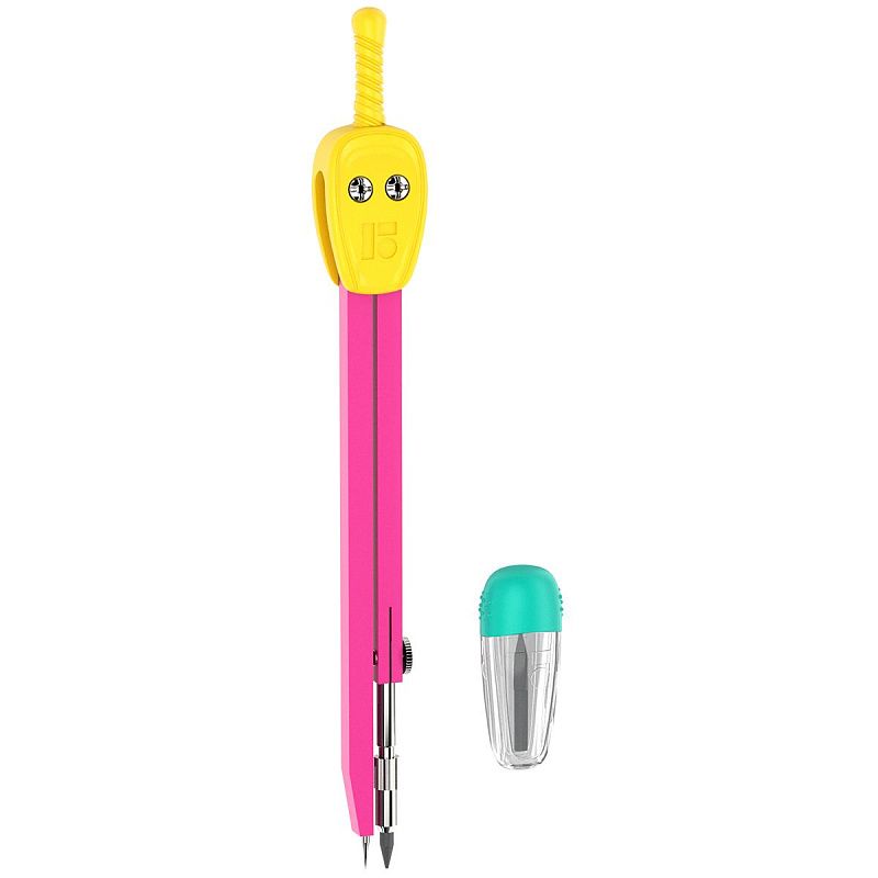 Готовальня Berlingo "Raze", 2 предмета, циркуль 135мм, желтый, пластиковый футляр 