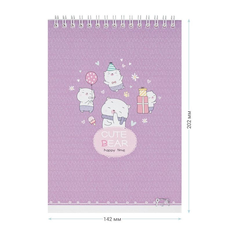 Блокнот А5 60л. на гребне MESHU "Sweet bear", пластиковая обложка