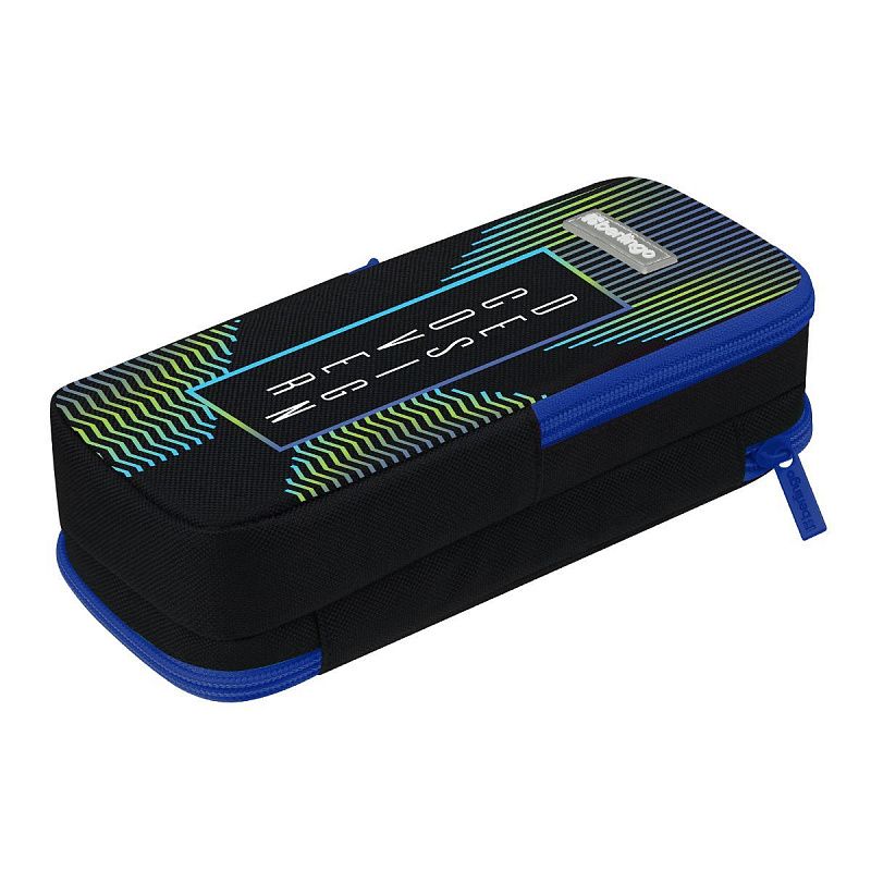 Пенал 2 отделения, 205*80*55 Berlingo "Cover Design", полиэстер, внутренний органайзер, магнит