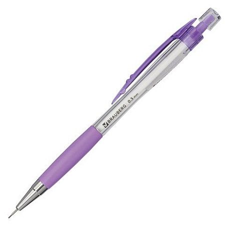 Карандаш механический 0,5 мм, BRAUBERG "Elegant", резиновый грип, корпус ассорти, 181417 