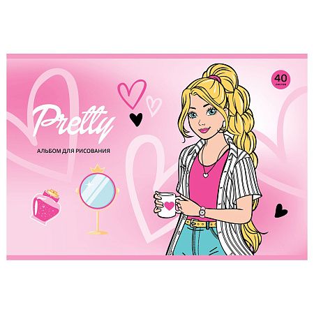 Альбом для рисования 40л., А4, на скрепке BG "Pretty Girls"