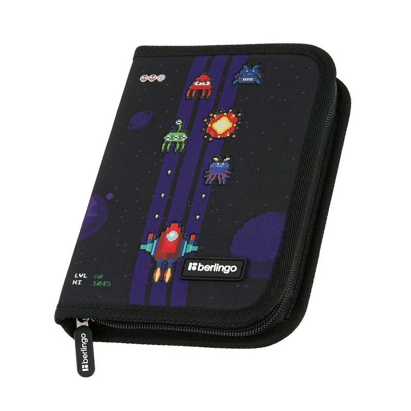 Пенал 1 отделение, 200*140*40 Berlingo "Space Battle", дополнительная откидная секция, полиэстер