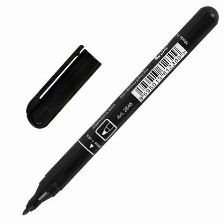 Маркер перманентный CENTROPEN 2846, ЧЕРНЫЙ, тонкий наконечник, 1 мм, 6 2846 9412 