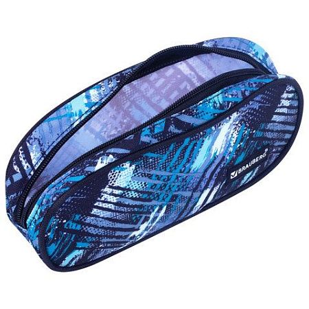 Пенал-косметичка BRAUBERG овальный, полиэстер, "Lines", 22х9х5 см, 229273 