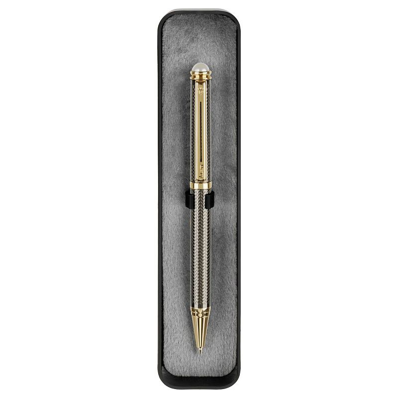 Ручка шариковая Luxor "Ellan" синяя, 1,0мм, корпус черный/золото, поворотный механизм, футляр 