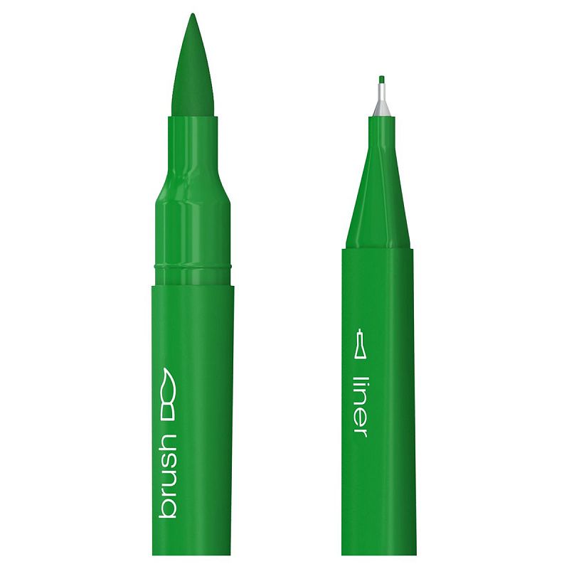 Двусторонние фломастеры для скетчинга "Brush&Fineliner", 12цв, кисть+линер, смываемые, РЕТ бокс, европодвес