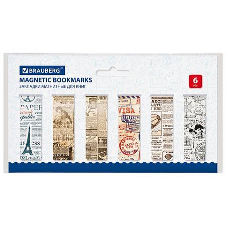 Закладки для книг МАГНИТНЫЕ, "MIX 2", набор 30 шт., 60x20 мм, BRAUBERG, 113178 