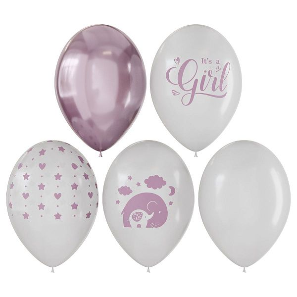 Воздушные шары, 10шт., М12/30см, MESHU "It's girl", пастель, ассорти