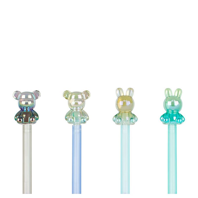 Ручка гелевая MESHU "Bear and Rabbit" радужная, 0,7мм 